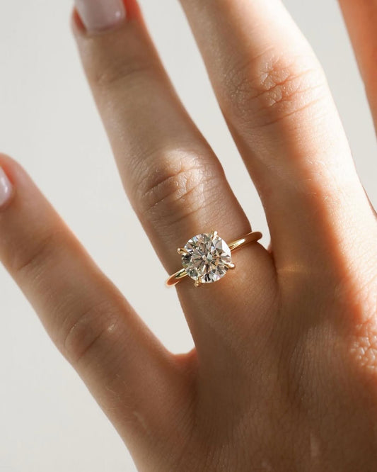 3.5ct Round Solitaire Lab Grown Diamond Ring Elegant close-up of a hand showcasing an engagement ring with a gold band, ideal for proposals, weddings, or luxury jewelry collections, paired with a soft, natural manicure. YouTube Amazon Facebook Weather Google Gmail Wordless WhatsApp Web Translate News blog post ring ceremony Article Life Money 2025 design Ring Ceremony Diamond Shape Diamond Ring Surat Diamond India Market Diamond Ring for Her Diamond Ring for Men Diamond Ring Women Engagement Ring Finger For