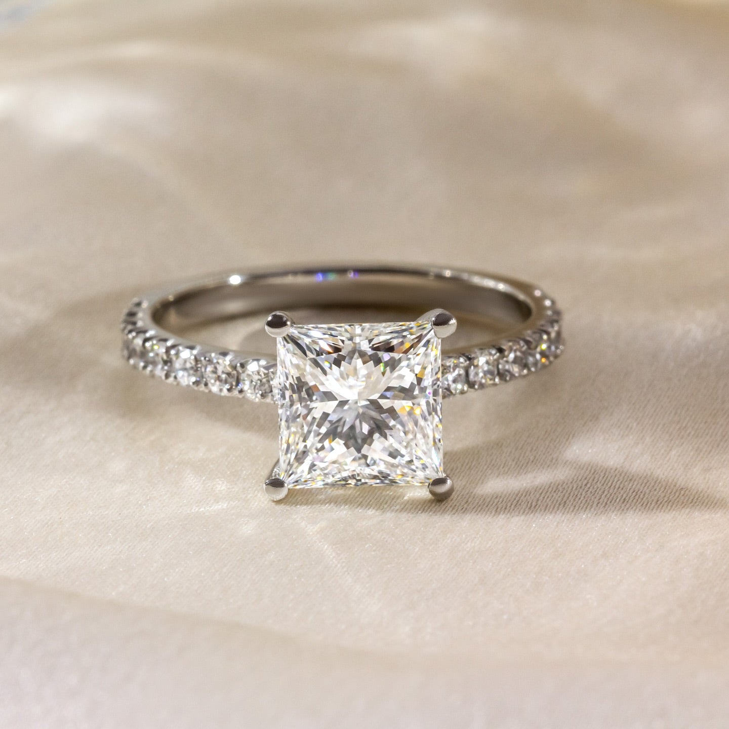 3ct Princess Cut Lab Grown Diamond With Diamond Pave Band   Modern engagement rings, classic wedding accessories, or luxury jewelry inspiration. modern diamond ring, solitaire ring, premium jewelry, engagement ring, wedding jewelry. YouTube Amazon Facebook Weather Google Gmail Wordless WhatsApp Web Translate News blog post ring ceremony Article Life Money 2025 design Ring Ceremony Diamond Shape Diamond Ring Surat Diamond India Market Diamond Ring for Her Diamond Ring for Men Diamond Ring Women Engagement 
