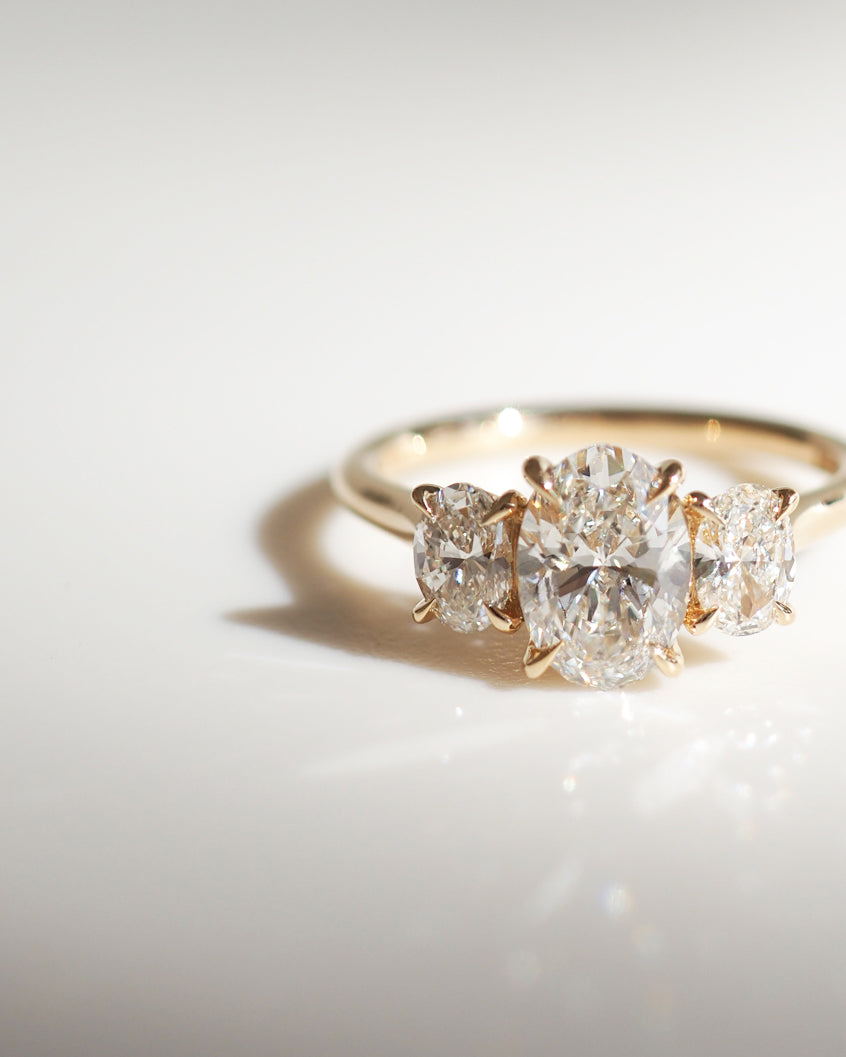 1.5ct Oval cut Trio Lab Grown Diamond Ring Classic Engagement Ring, Anniversary Gift and Promise Ring for Her