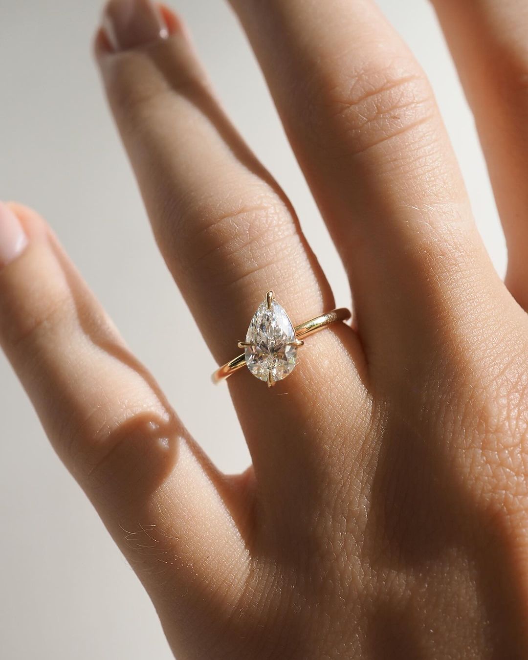 4ct Pear Cut Solitaire  Four Claw Lab grown Diamond Solitaire Ring Engagement ring, Wedding Ring, Birthday Gift For Her