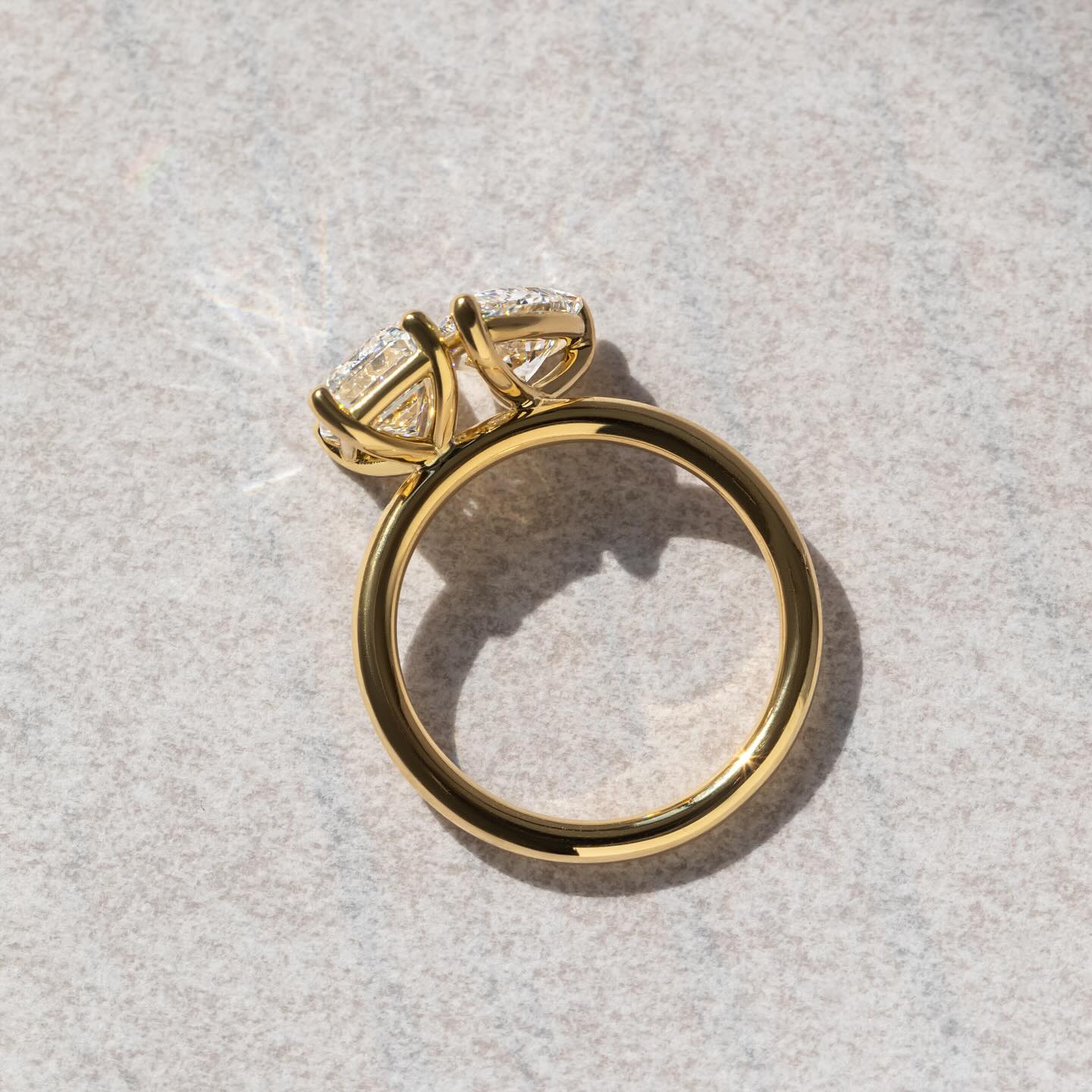 3ct Pear & Emerald Toi Et Moi Lab Grown Diamond Ring Sophisticated -cut diamond ring set in a classic gold band, beautifully neutral-toned nails. A must-have for engagement proposals, high-end jewelry lovers, and wedding occasions. Women Engagement Ring Finger For Her Finger Ring Gold Ring Bluestone Ring Diamond Ring Price Gold Ring Price