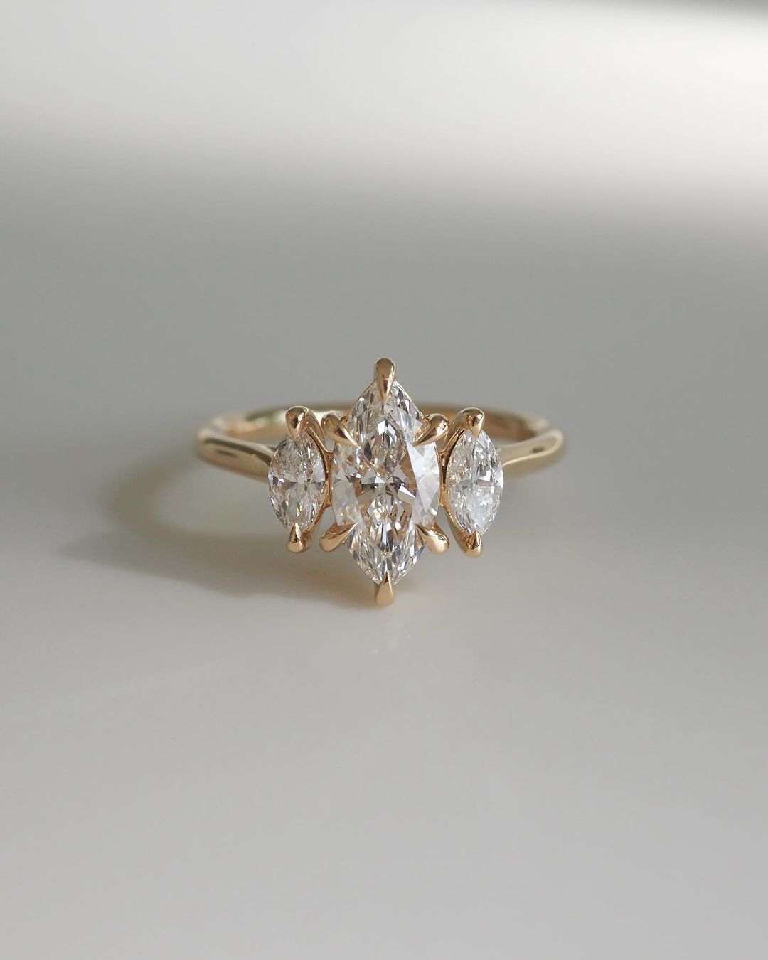 Marquise Lab Grown Diamond, Three Stone Engagement Ring