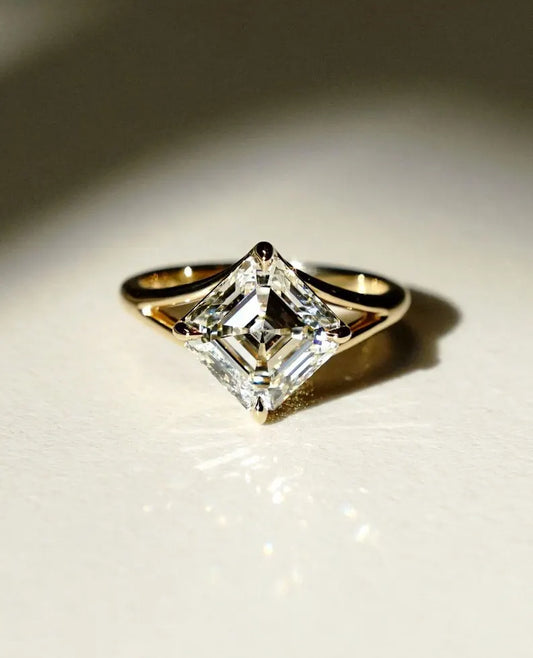 Asscher 2.9ct Lab Grown Diamond Ring Solitaire Wedding Ring Unique Bridal Ring Birthday Gift